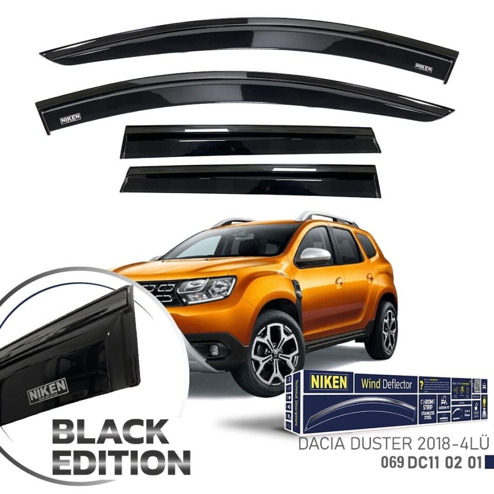 Dacia Duster Cam Rüzgarlığı Siyah Kromlu 2018+ Sonrası BlackEdition