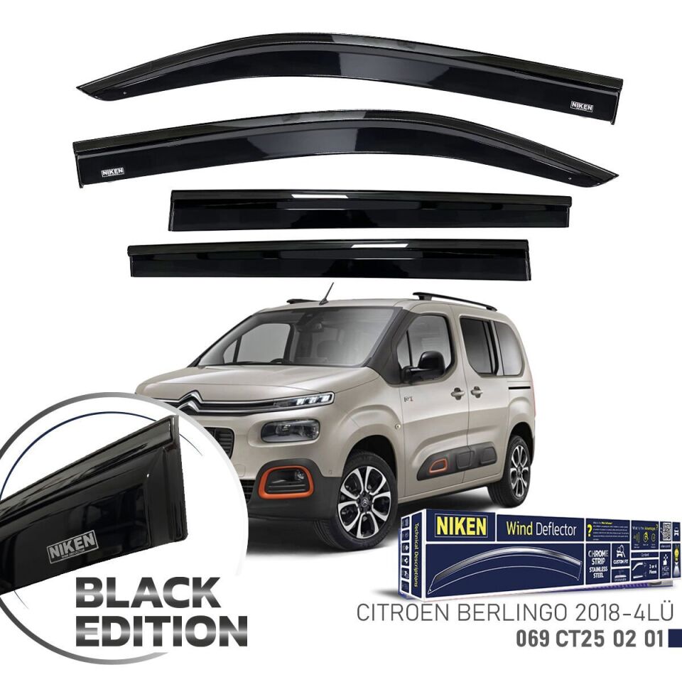 Citroen Berlingo Cam Rüzgarlığı Siyah Kromlu 2019+ Sonrası BlackEdition