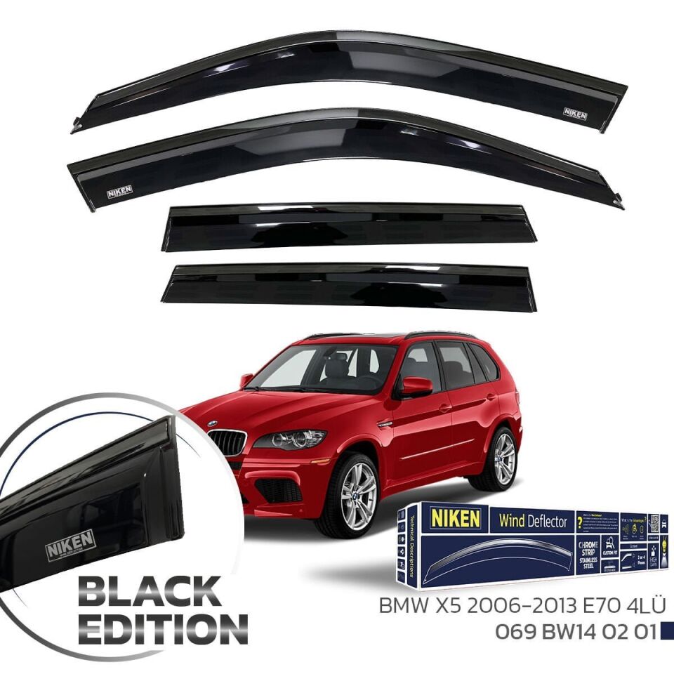 Bmw X5 E70 Cam Rüzgarlığı Siyah Kromlu 2006-2012 Arası Uyumlu BlackEdition
