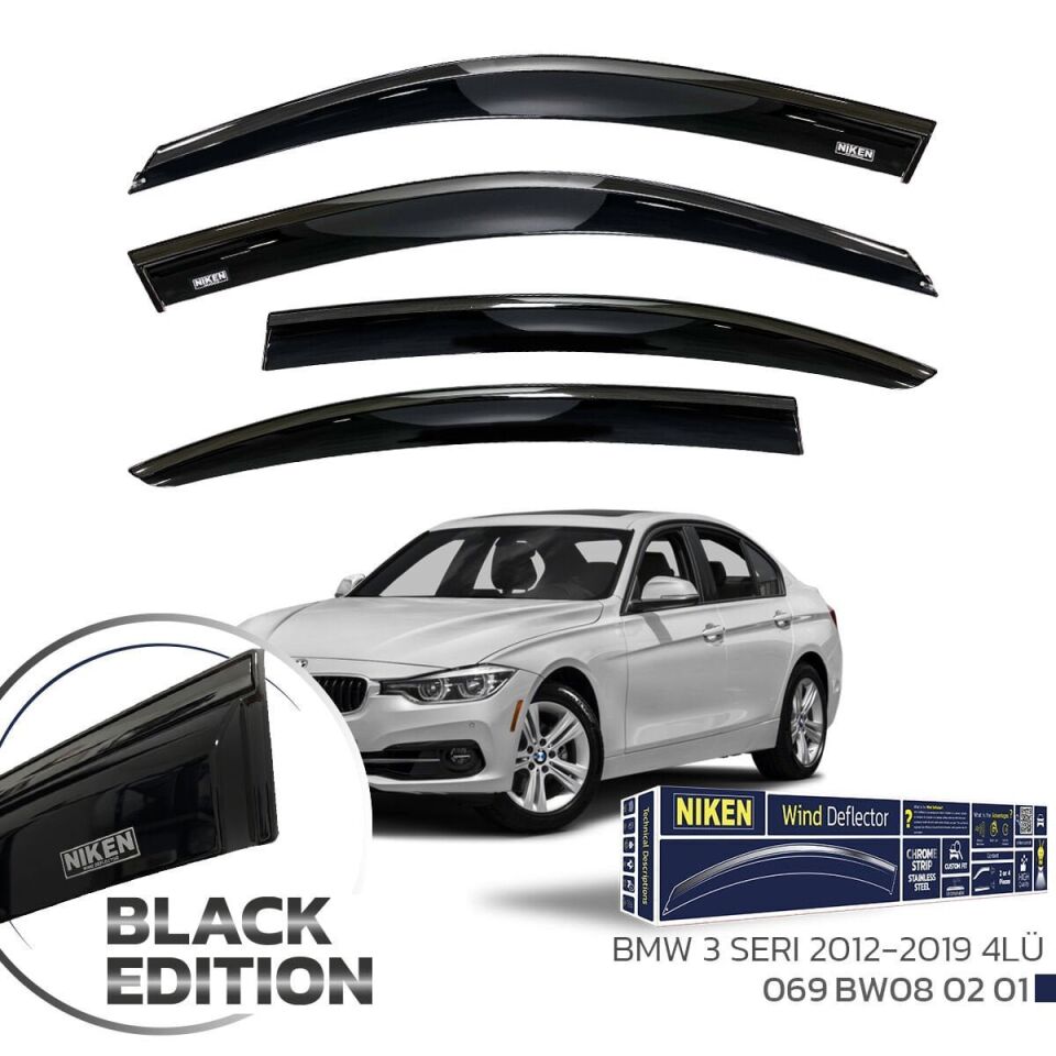 Bmw 3 Serisi F30 Cam Rüzgarlığı Siyah Kromlu 2012+ Sonrası Uyumlu BlackEdition