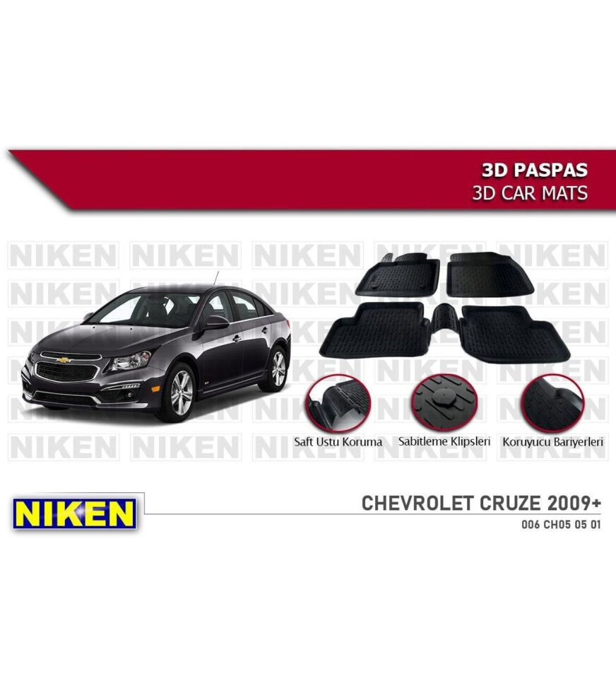 Chevrolet Cruze Havuzlu 3D Paspas Niken Siyah 2009 Sonrası