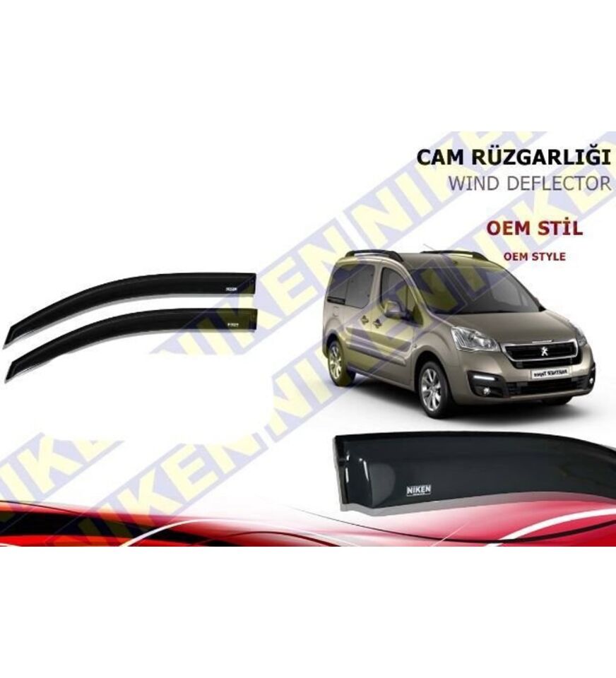 Peugeot Partner Tepee Cam Rüzgarlığı Niken 2008 Sonrası 2li (Kromsuz Model)