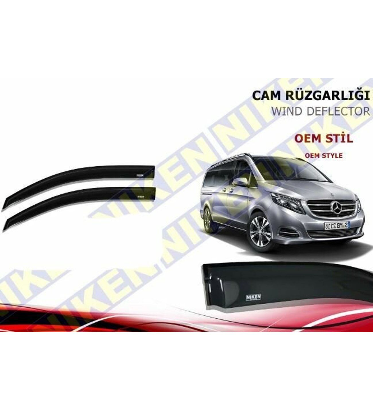 Mercedes Vito Cam Rüzgarlığı 2 li Niken 2015 Sonrası (Kromsuz Model)