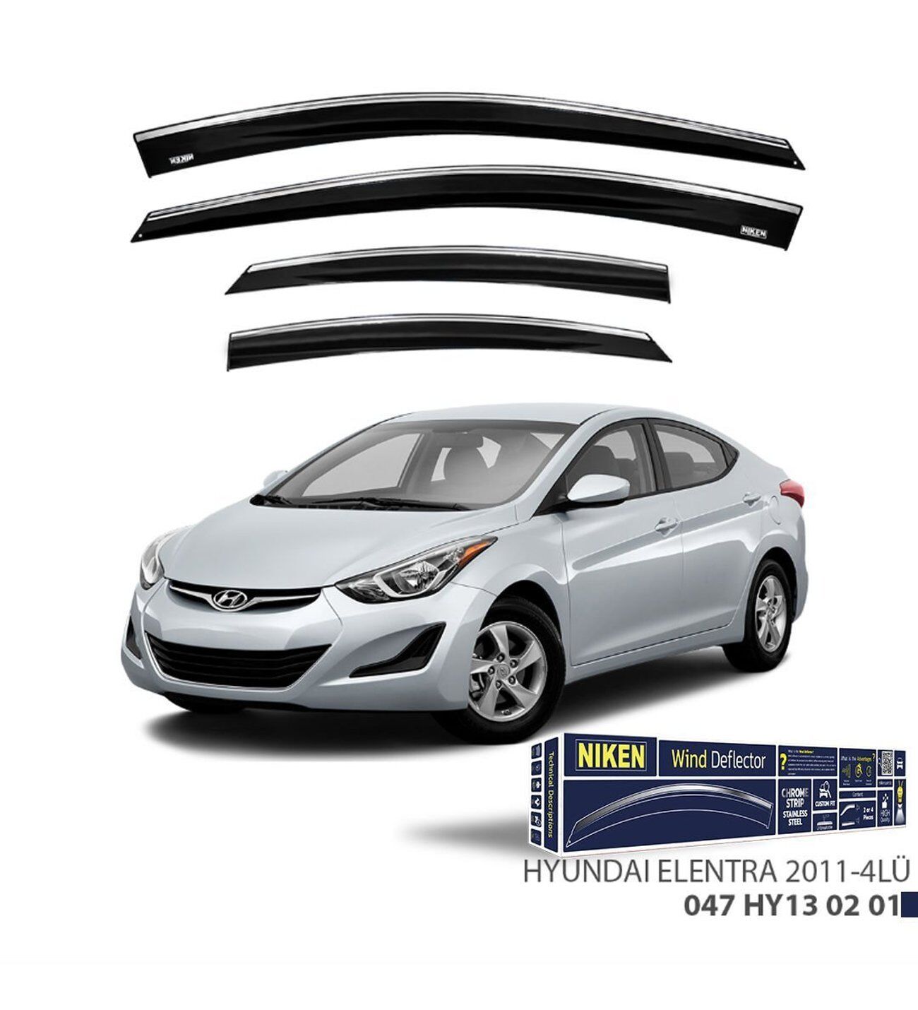 Hyundai Elantra Kromlu Cam Rüzgarlığı Niken 2011-2016 arası uyumlu
