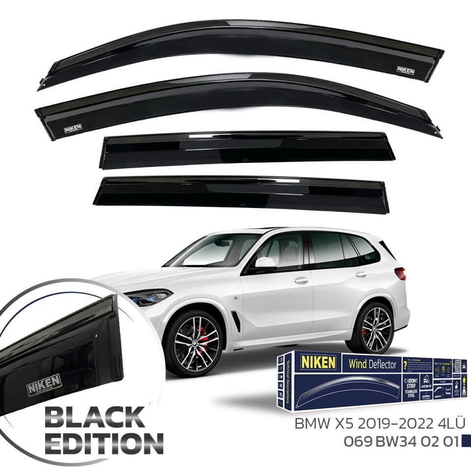 Niken Bmw X5 Cam Rüzgarlığı Siyah Kromlu 4'Lü 2019+ Sonrası Uyumlu