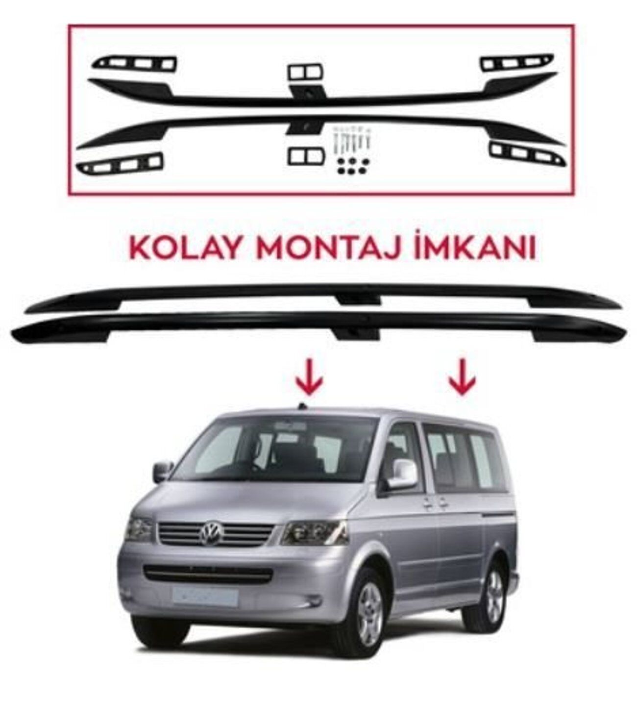 Vw T-5 Tavan Çıtası Uzun Siyah 2003-2015 arası modeller uyumlu