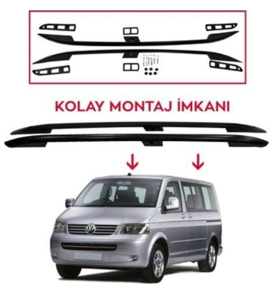 Vw T-5 Tavan Çıtası Uzun Siyah 2003-2015 arası modeller uyumlu