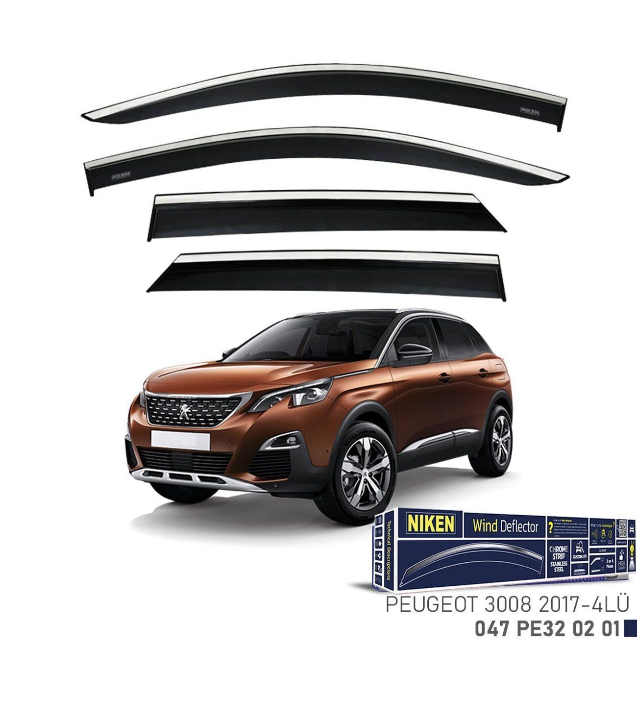 Peugeot 3008 Kromlu Cam Rüzgarlığı Niken 2017+ Sonrası uyumlu