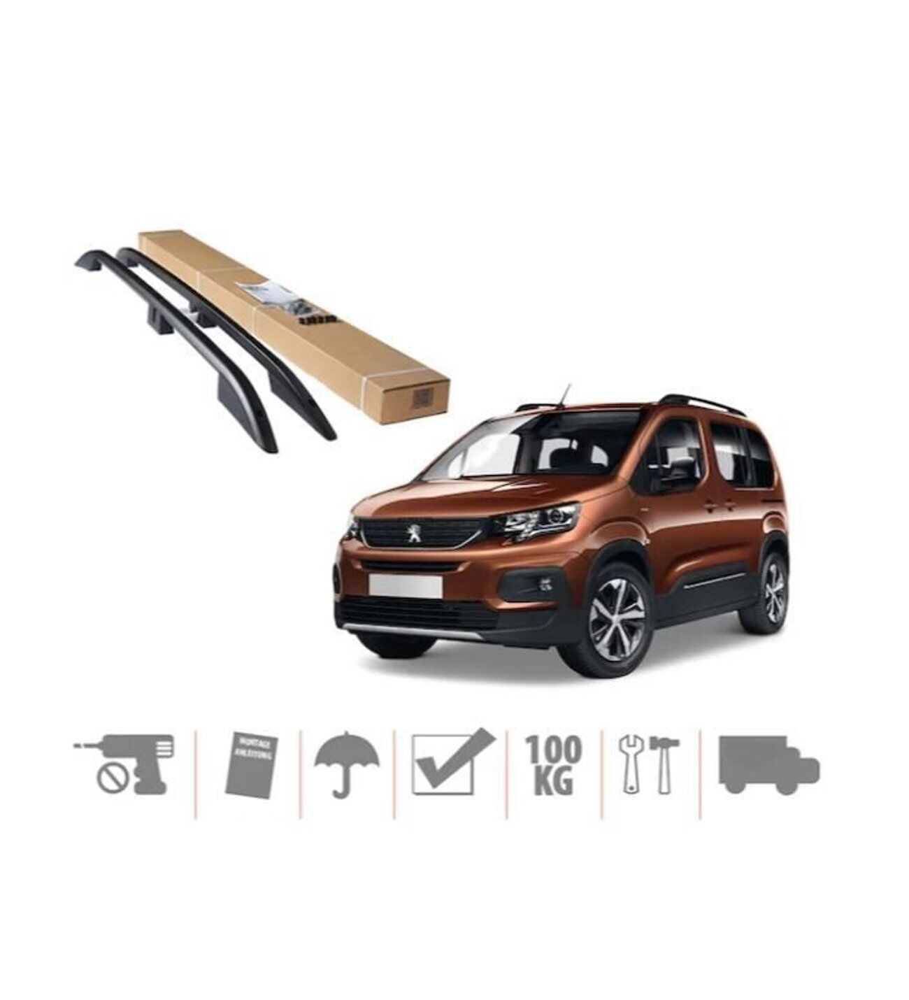 Cıtroen Berlingo Tavan Çıtası Kısa Siyah 2019- Sonrası modeller