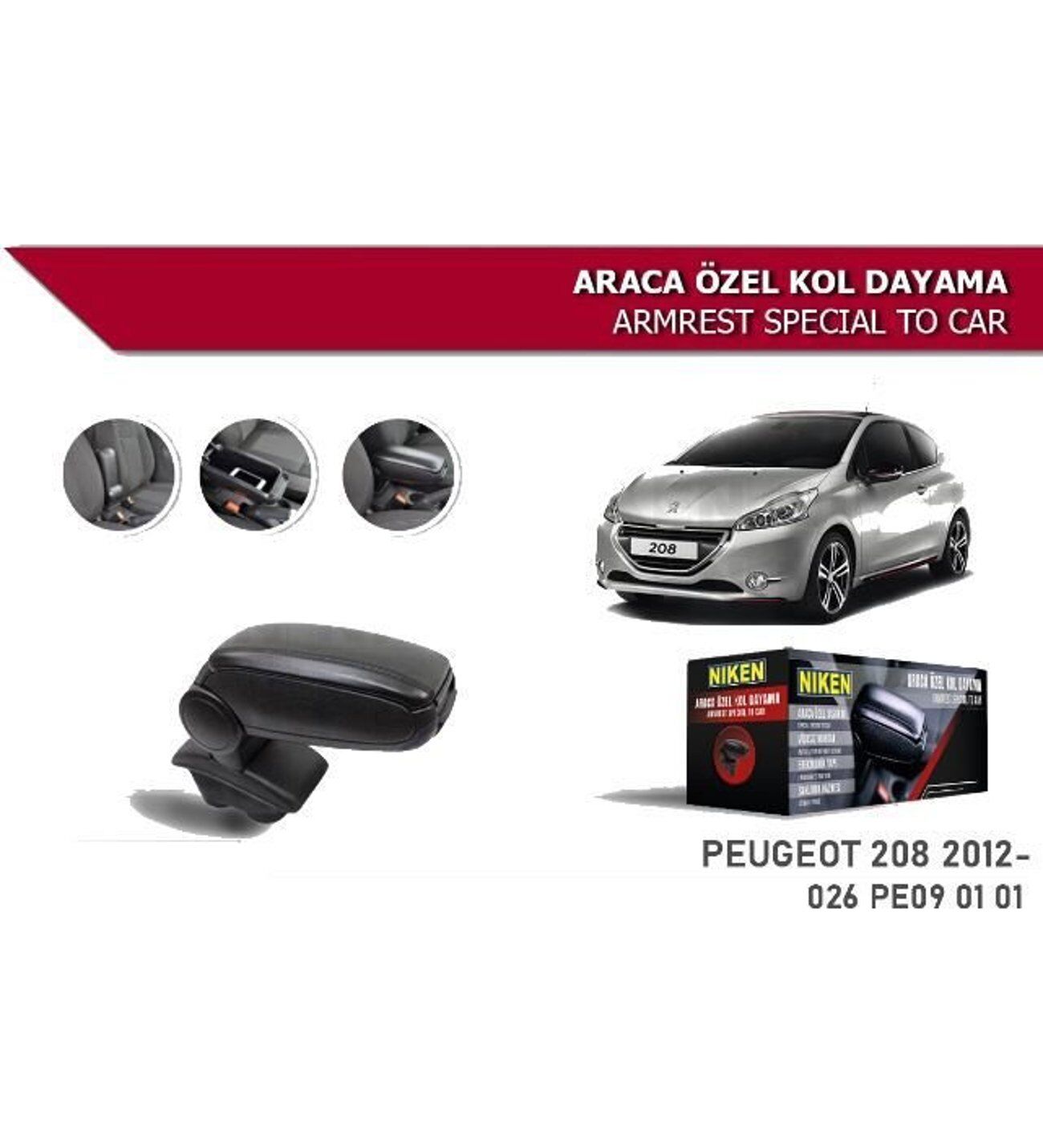 Peugeot 208 Araca Özel Kol Dayama Kolçak Niken 2012+