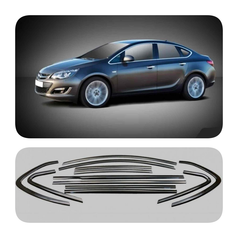 Opel Astra J Sedan Cam Çıtası Çerçevesi Parlak Siyah Komple 2012-2020 arası