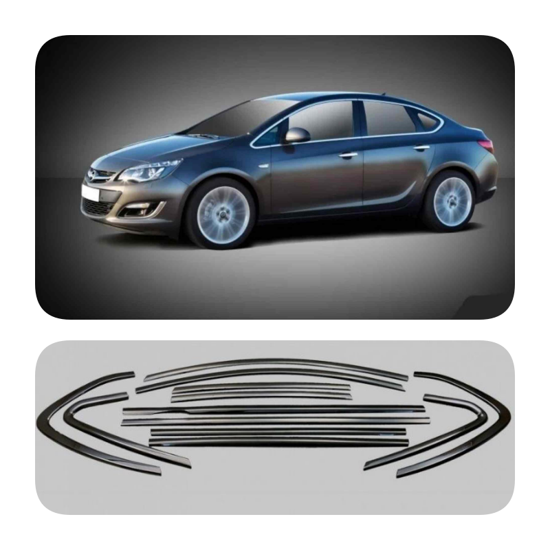 Opel Astra J Sedan Cam Çıtası Çerçevesi Parlak Siyah Komple 2012-2020 arası