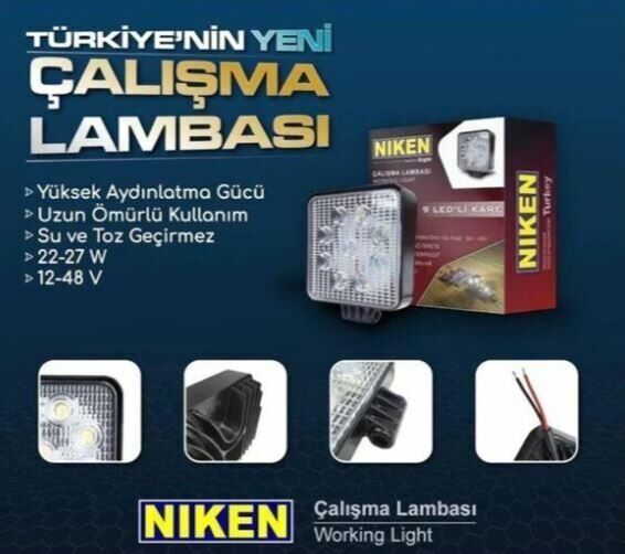 Led çalışma lambası pro 16 ledli off road sis lambası kare tip Niken