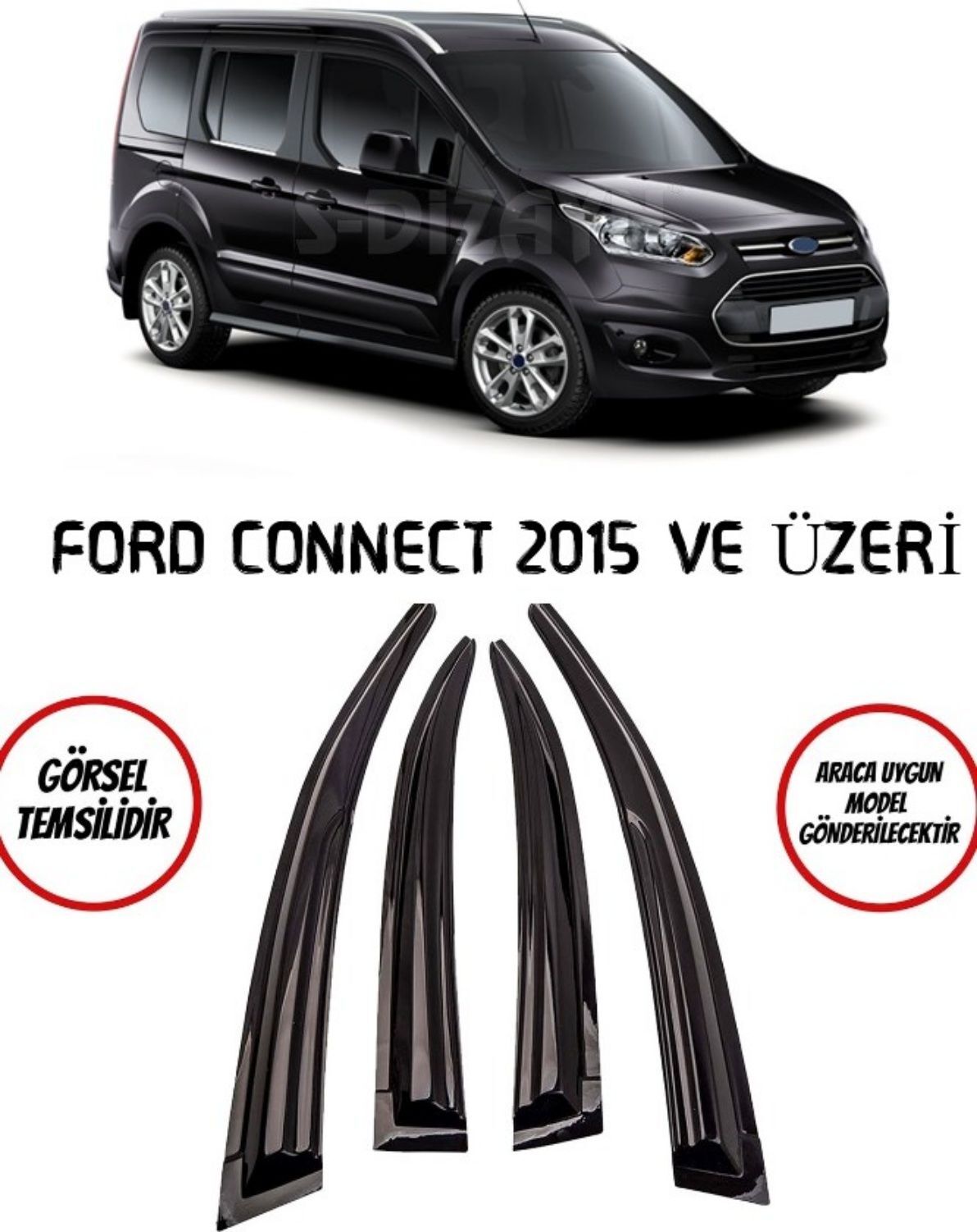 Ford Connect Uyumlu Cam Rüzgarlığı 2015+ Sonrası Uyumlu 4'lü Mugen