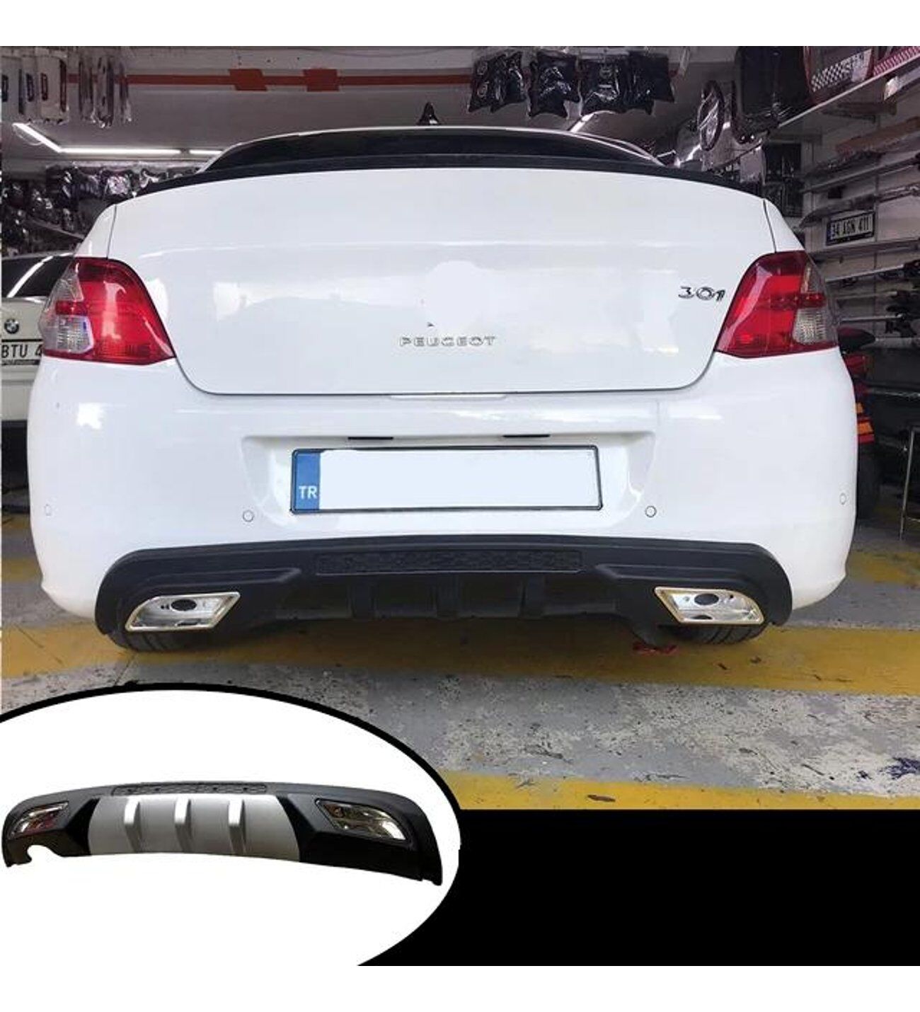 Peugeot 301 uyumlu üniversal difüzör Gri 2012 ve sonrası modeller