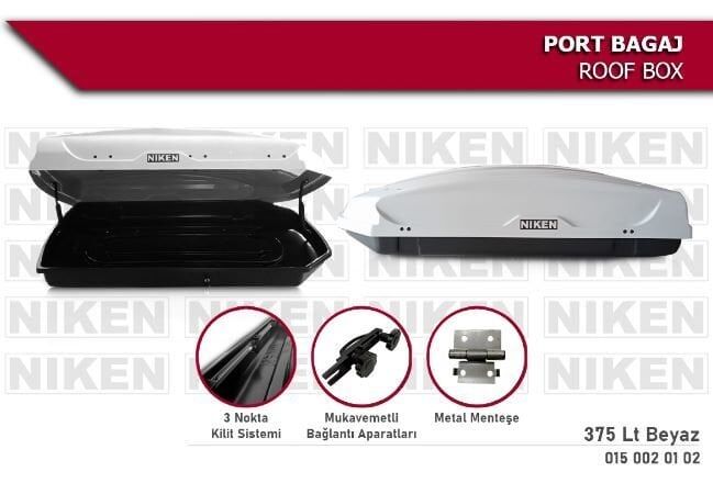 Araç Üstü Port Bagaj Kapalı Tabut 3 Kilitli 375 LT Beyaz Niken