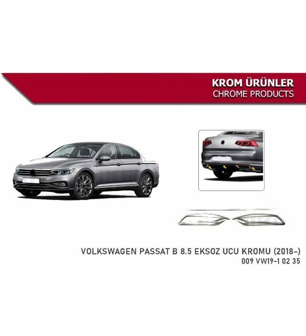 Vw passat b8.5 eksoz ucu difuzor kromu 2018 sonrası Niken