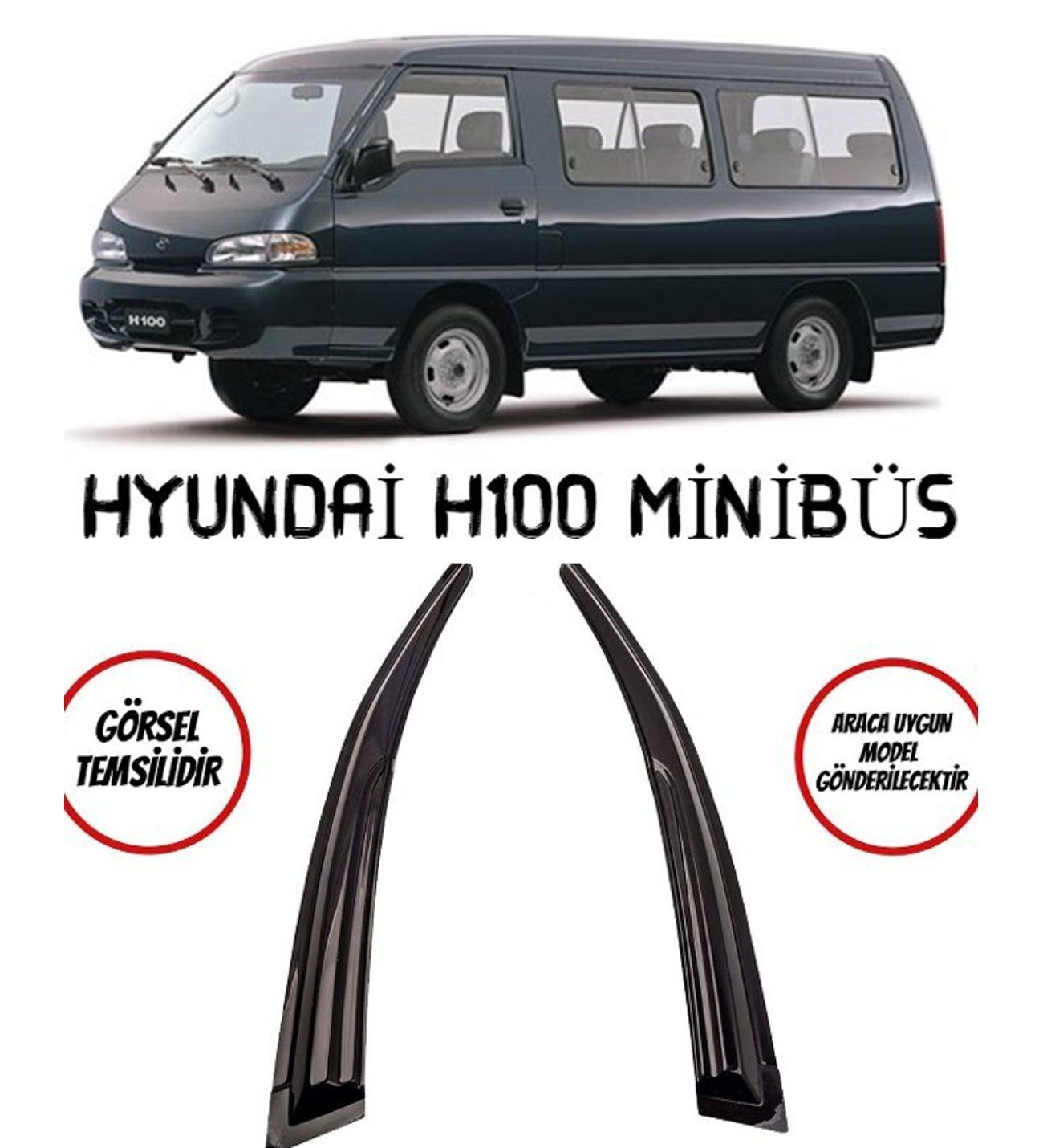 Hyundai H100 Minibüs Uyumlu Cam Rüzgarlığı 2'li Tüm Modeller Mugen