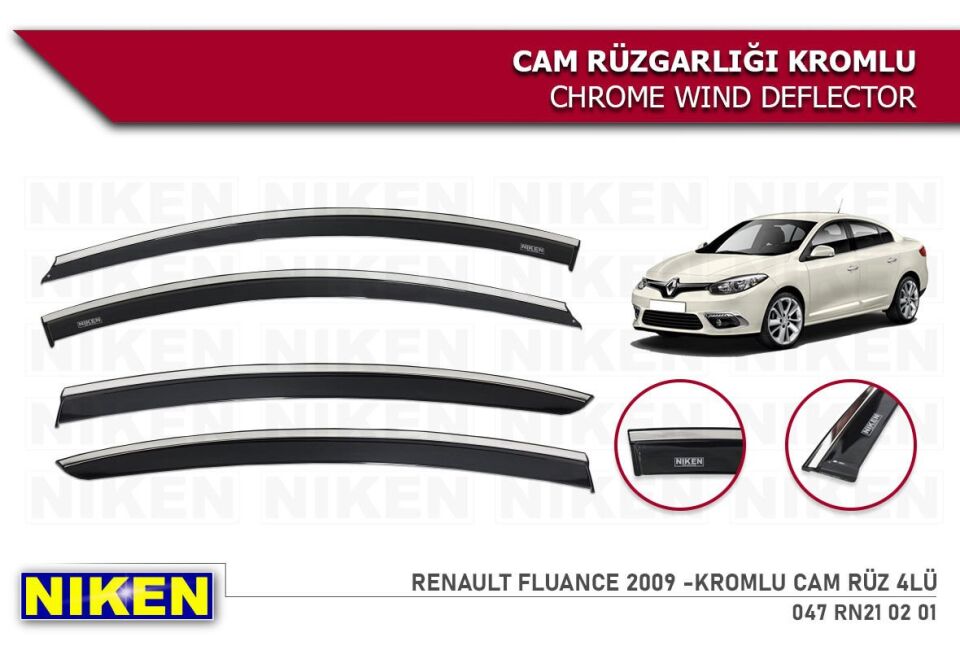 Renault Fluence Kromlu Cam Rüzgarlığı Niken 2009 +