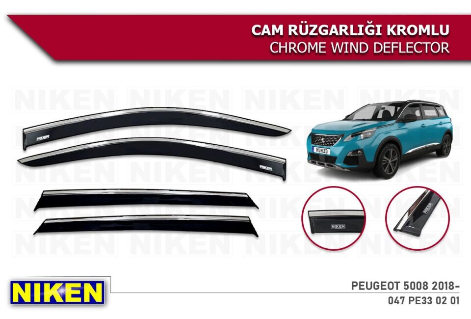 Peugeot 5008 Kromlu Cam Rüzgarlığı Niken 2017+