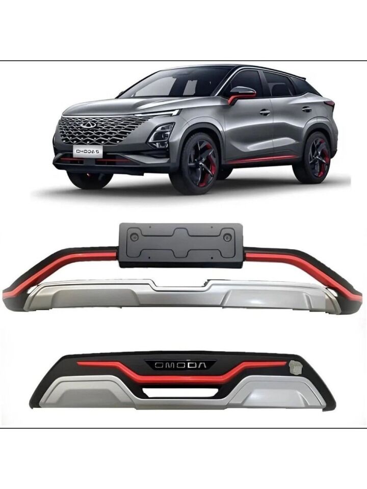 Chery Omoda 5 Ön ve Arka Tampon Koruma Difüzör Plastik Kırmızı Detaylı 2022+ Sonrası Uyumlu