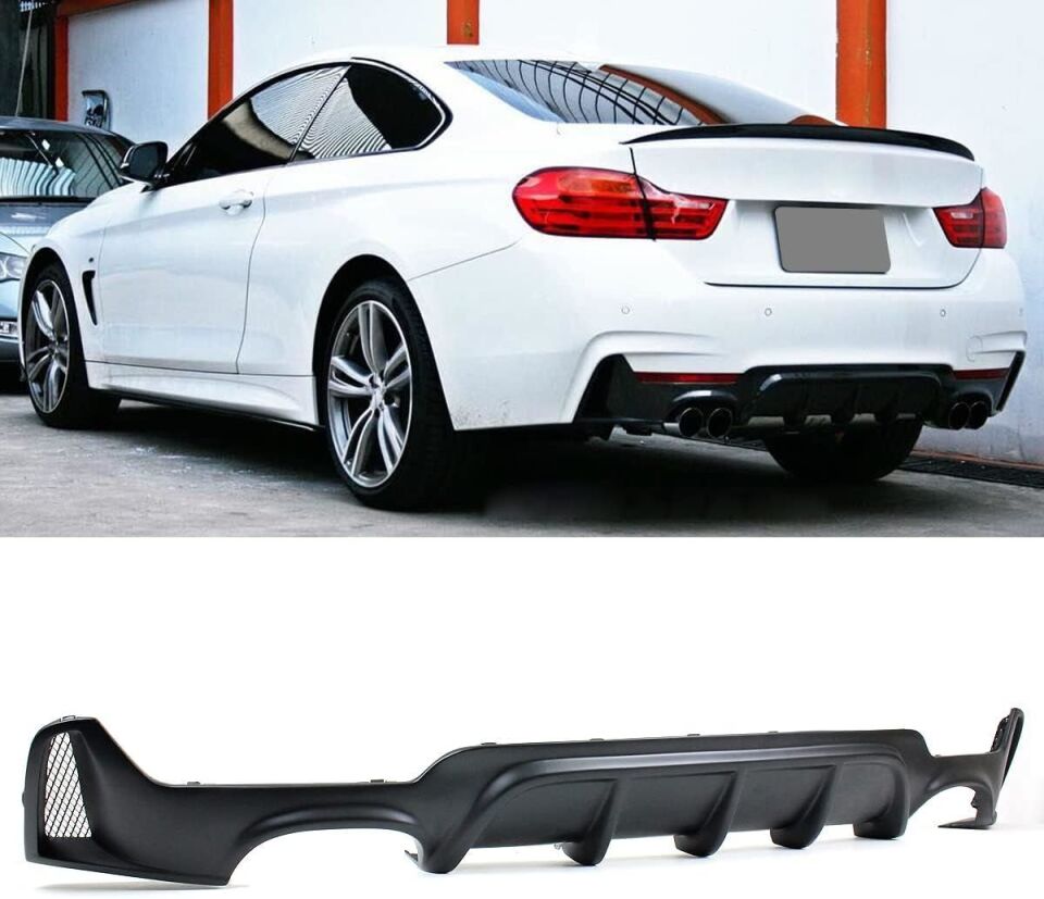 Bmw F32 arka tampon difüzörü 4 çıkış m-performance pianoblack 2012-2018
