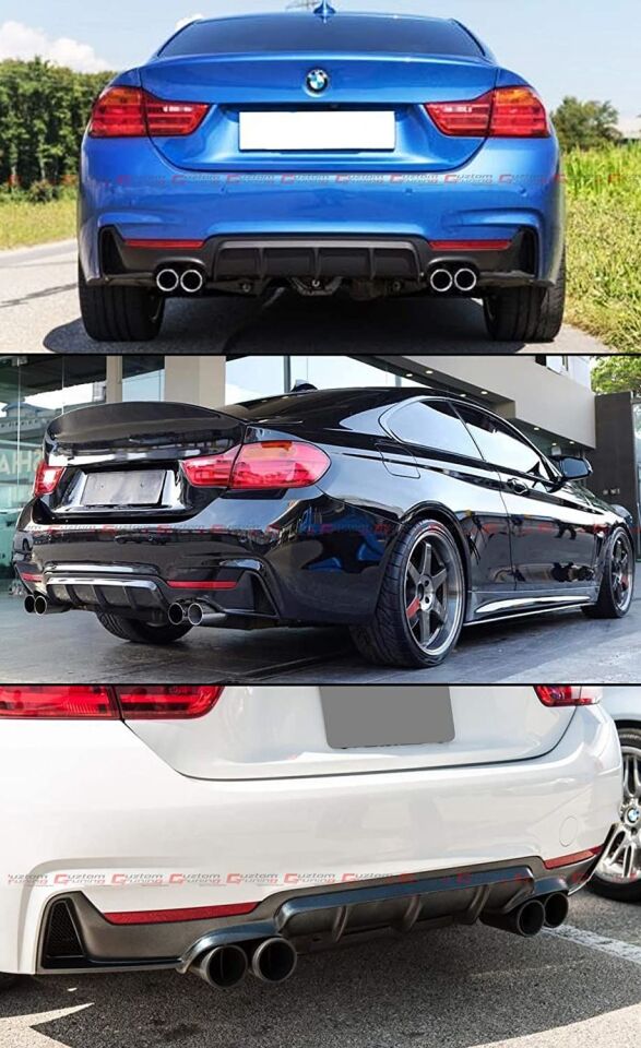 Bmw F32 arka tampon difüzörü 4 çıkış m-performance pianoblack 2012-2018