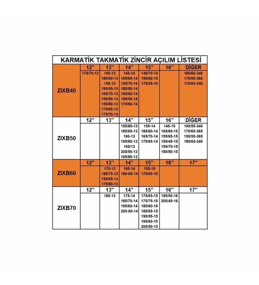 175-80-13 Ebatlarına Uyumlu Takmatik (Karmatik) Kar Patinaj Zinciri Space