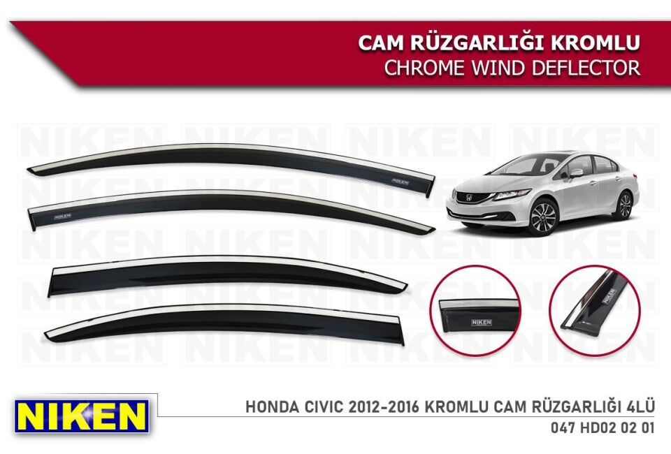 Honda civic fb7 Kromlu Cam Rüzgarlığı Niken 2012-2016 arası kasalara uyumlu