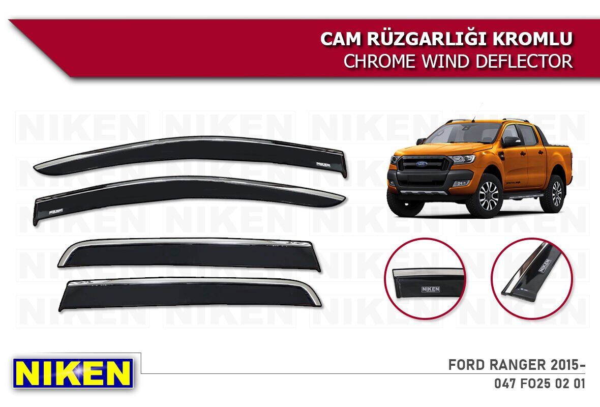 Ford Ranger Kromlu Cam Rüzgarlığı Niken 2015+