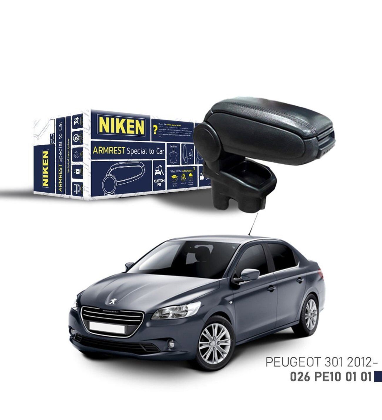Peugeot 301 Araca Özel Kol Dayama Kolçak Siyah 2012+ sonrası modellere uyumlu Niken