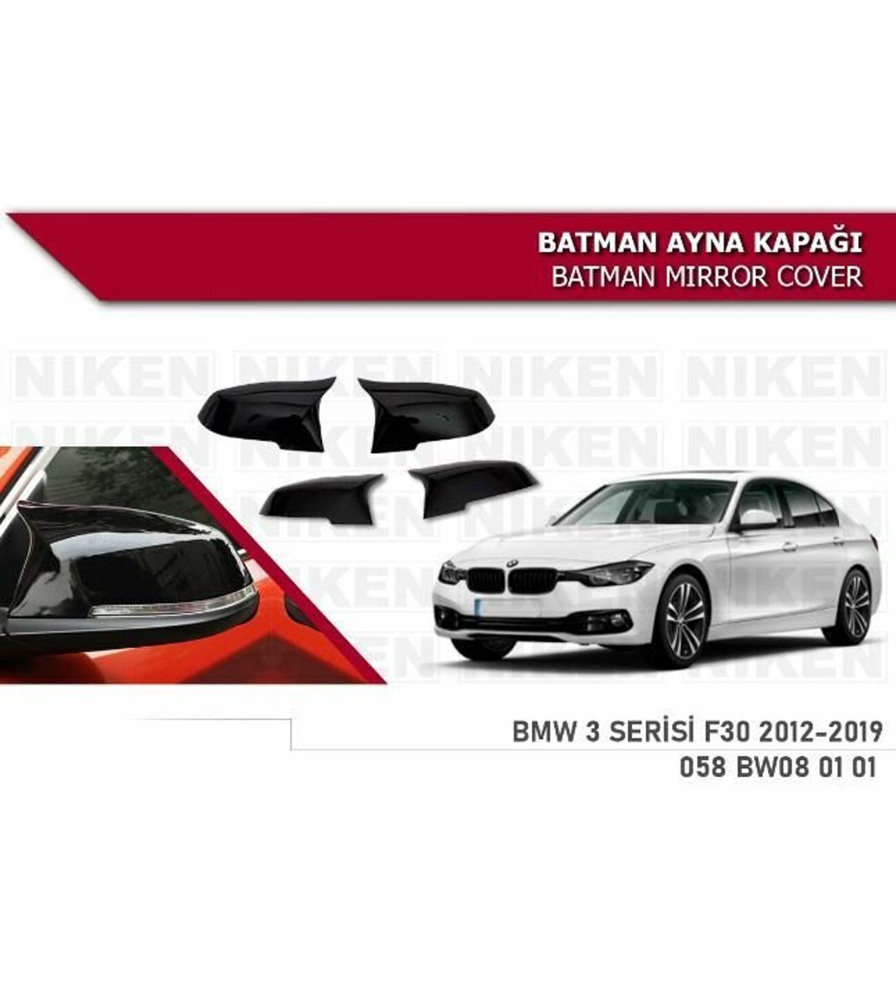 Bmw 3 serisi F30 Yarasa Ayna Kapağı (Yapıştırmalı) 2012-2019 arası modeller Niken