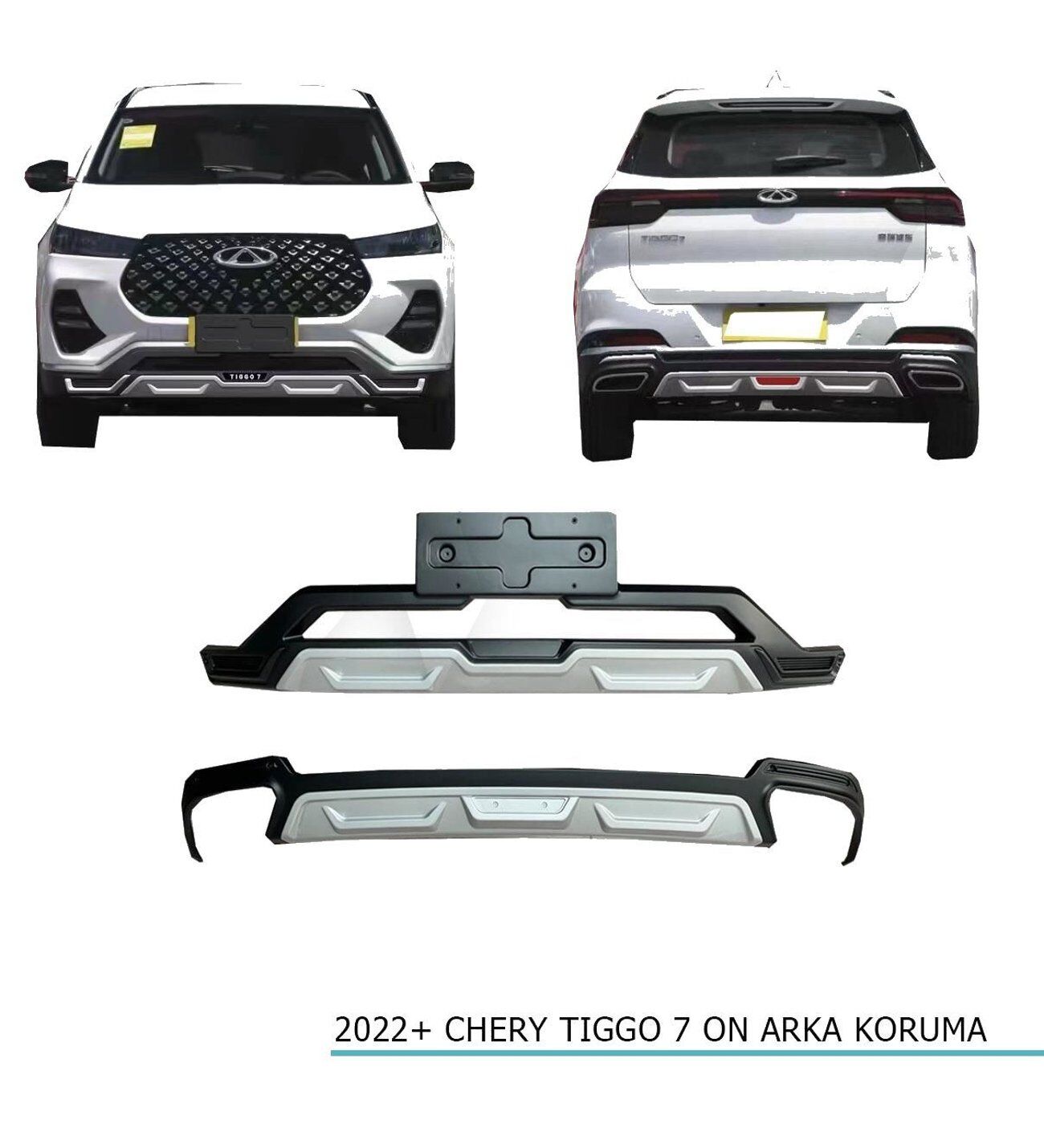 Cherry Tiggo 7 Ön-Arka Tampon Koruması  2022+ Sonrası Uyumlu