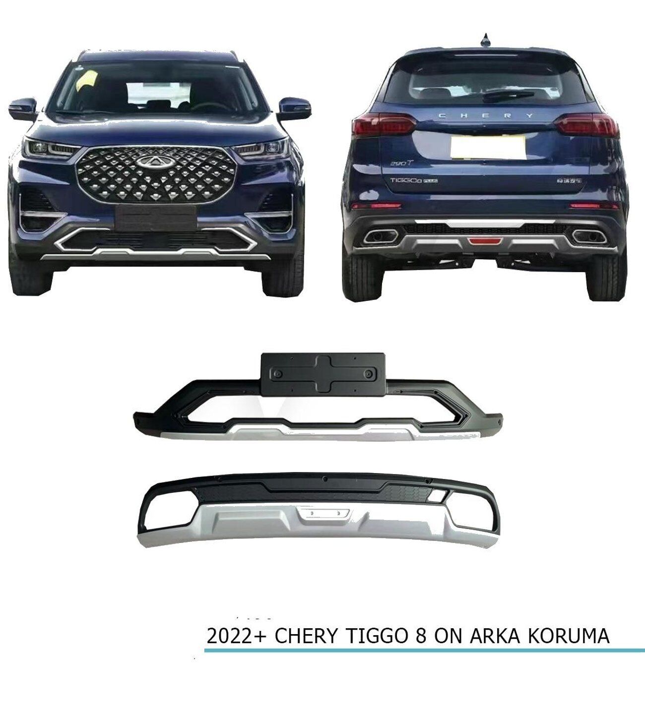 Cherry Tiggo 8 Pro Ön-Arka Tampon Koruması  2022+ Sonrası Uyumlu