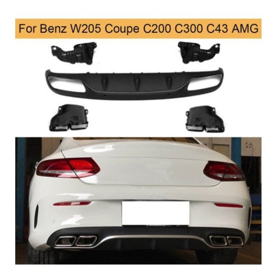 Mercedes C Serisi W205 Coupe Arka Tampon Difüzörü Amg uyumlu 2015-2020 arası