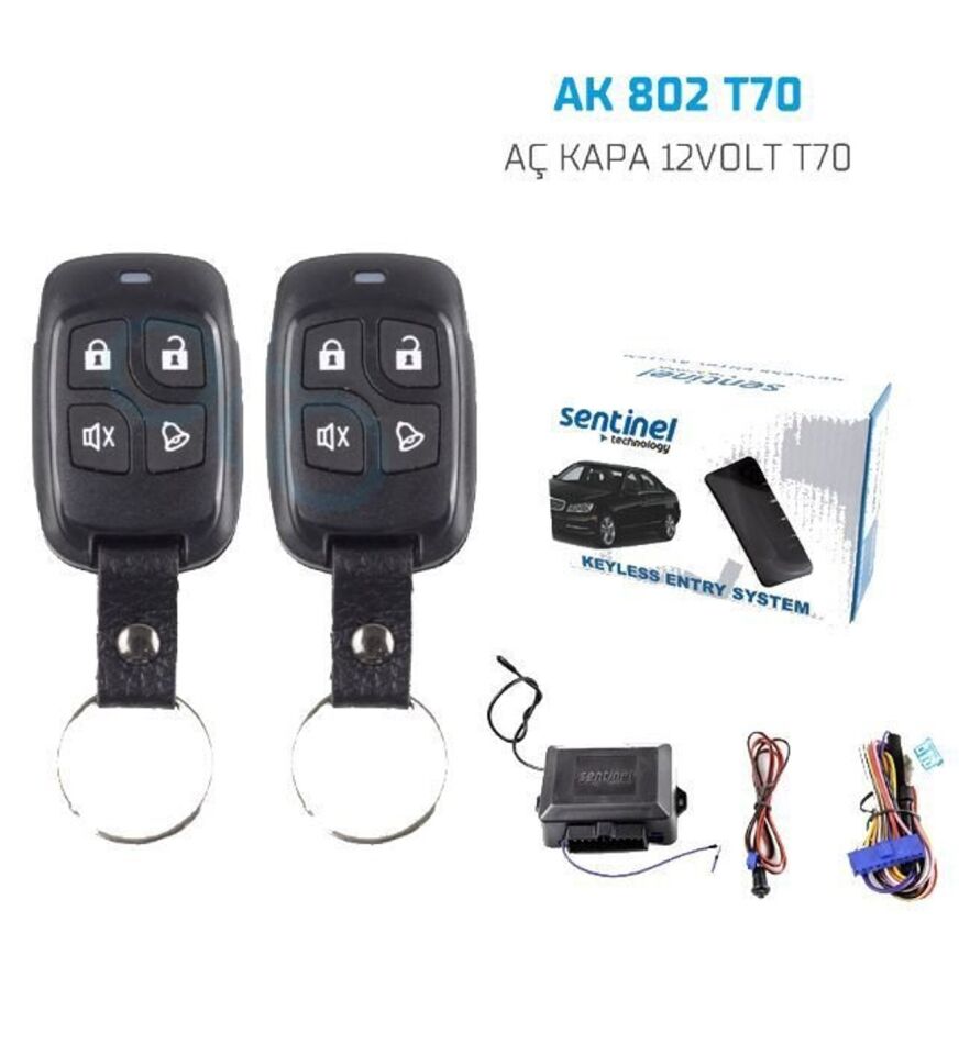 Oto açma kapama sistemi uzaktan kumandalı 12v T70 Sentinel