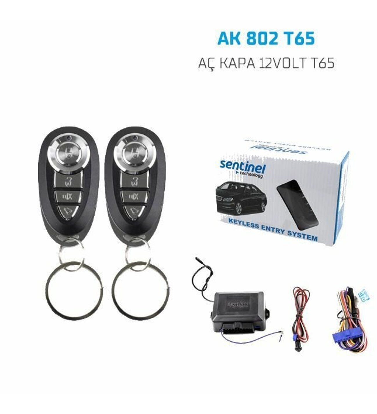 Oto açma kapama sistemi uzaktan kumandalı 12v T65 Sentinel