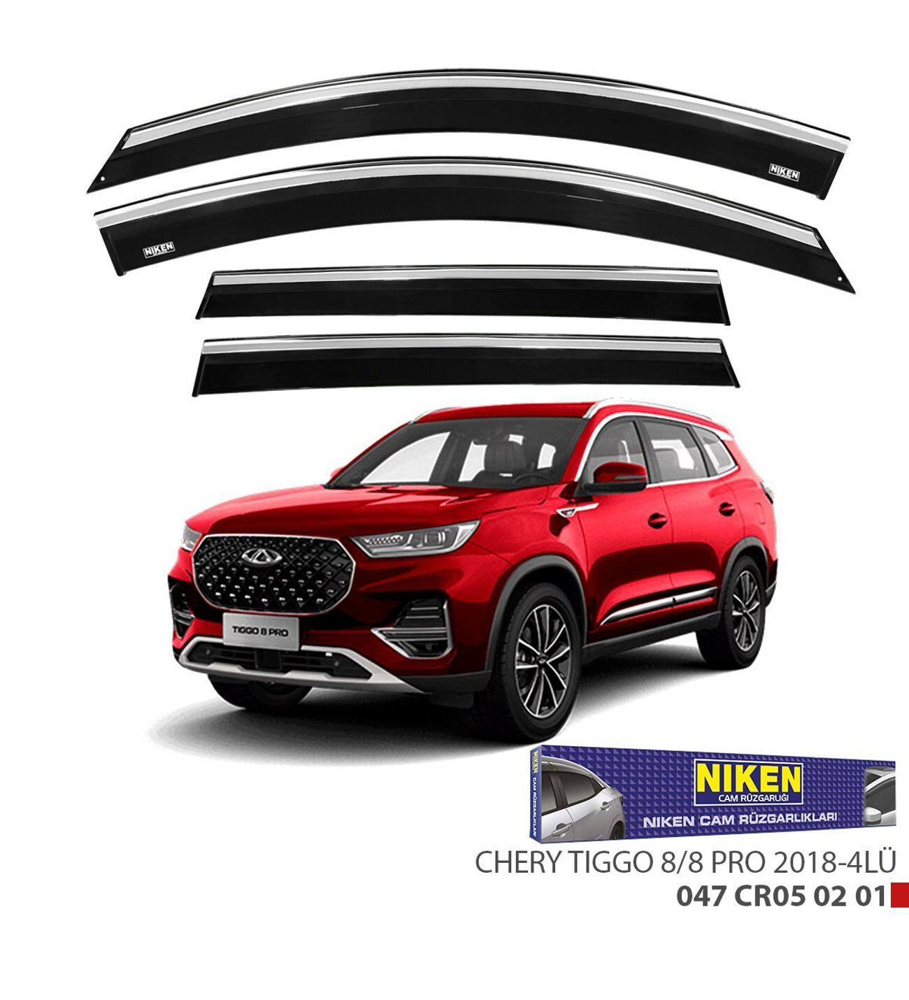Chery Tiggo 8/8 Pro Kromlu Cam Rüzgarlığı Niken 2018+ sonrası uyumlu