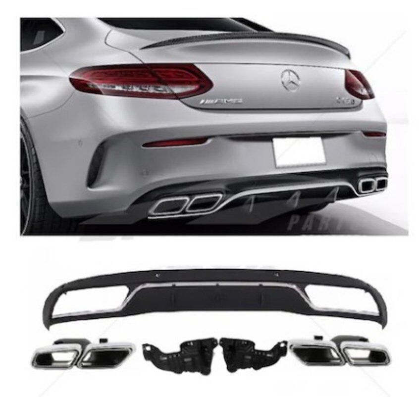 Mercedes C Serisi W205 Coupe Arka Tampon Difüzörü Amg uyumlu 2015-2020 arası