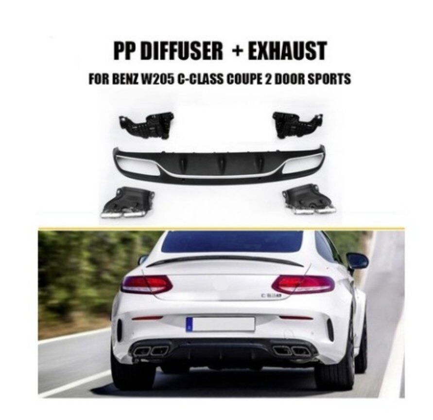Mercedes C Serisi W205 Coupe Arka Tampon Difüzörü Amg uyumlu 2015-2020 arası