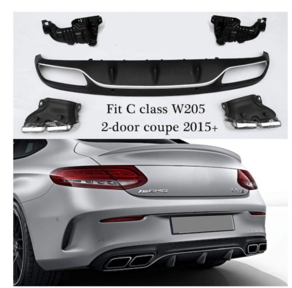 Mercedes C Serisi W205 Coupe Arka Tampon Difüzörü Amg uyumlu 2015-2020 arası