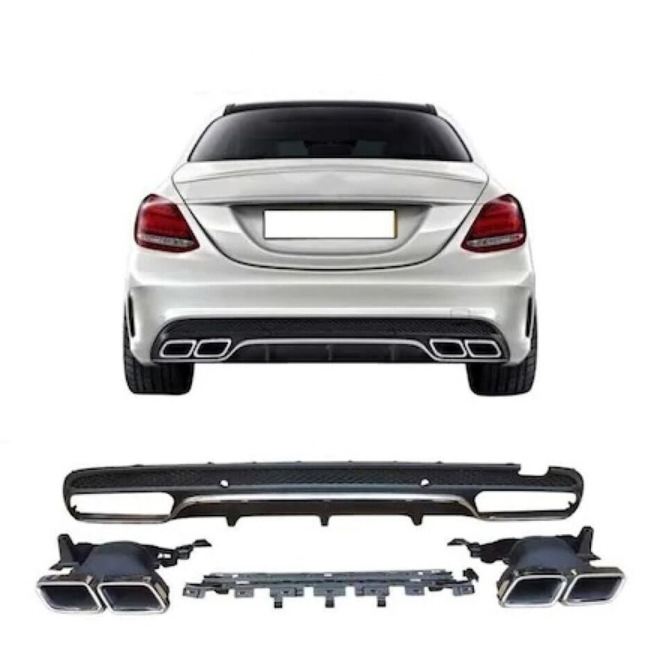 Mercedes C Serisi W205 C63 Arka Tampon Difüzörü Amg uyumlu 2014-2019 arası