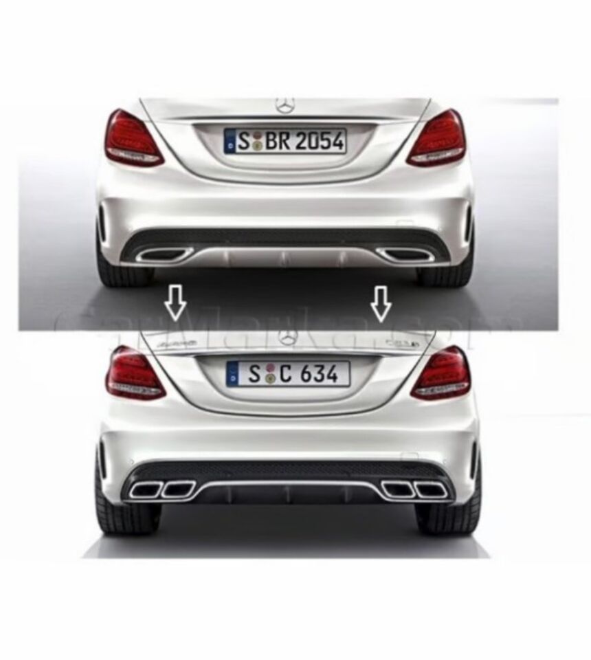 Mercedes C Serisi W205 C63 Arka Tampon Difüzörü Amg uyumlu 2014-2019 arası