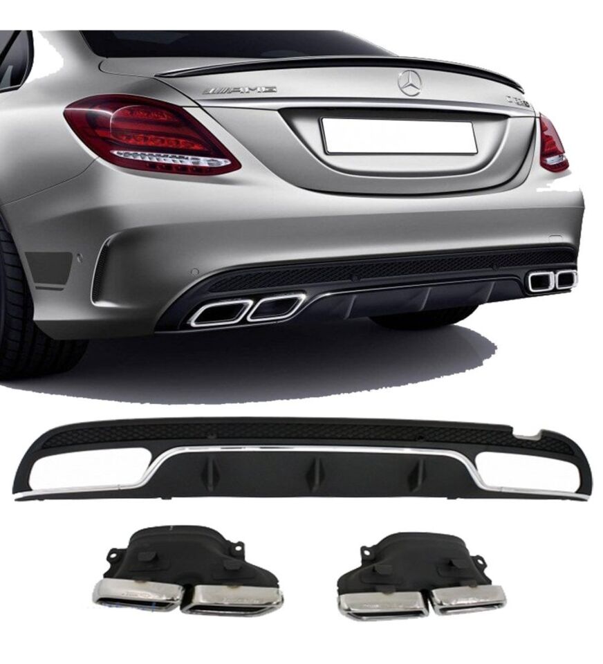Mercedes C Serisi W205 C63 Arka Tampon Difüzörü Amg uyumlu 2014-2019 arası