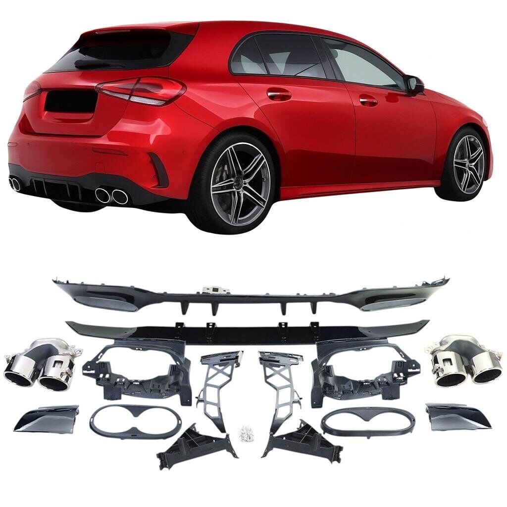 Mercedes A Serisi W177 Hb A35 Amg Arka Difüzör 2019-2023 Arası uyumlu Çift Çıkış
