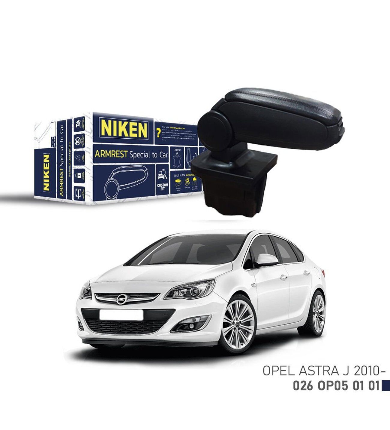 Niken Opel Astra J 2010+ Sonrası Araca Özel Kol Dayama Siyah
