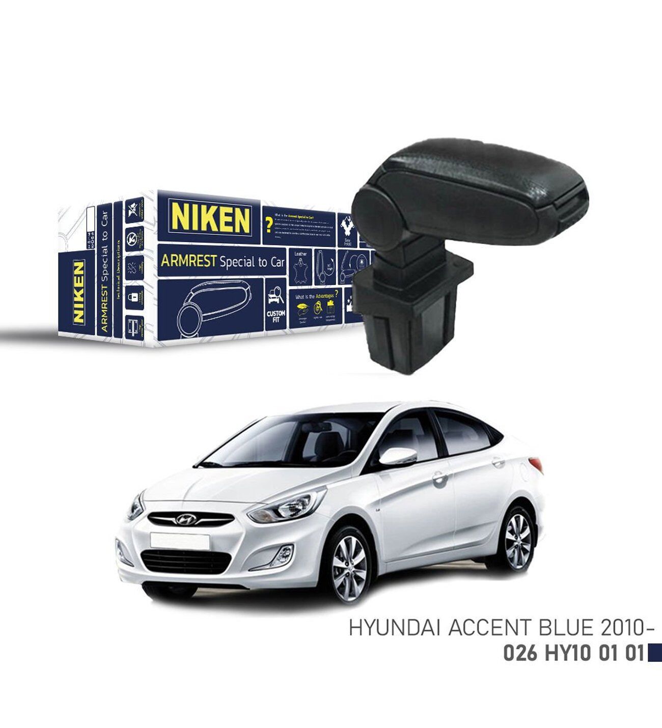 Niken Hyundai Accent Blue 2010+Sonrası Araca Özel Kol Dayama Siyah