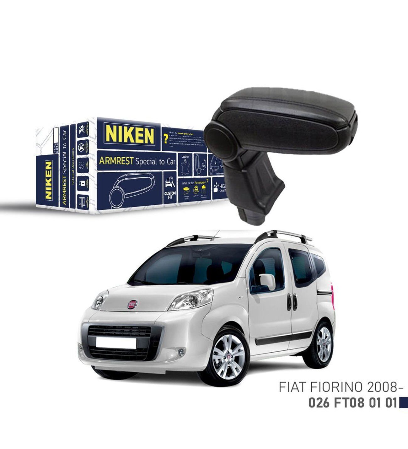 Niken Fiat Fıorıno 2008- Araca Özel Kol Dayama Siyah