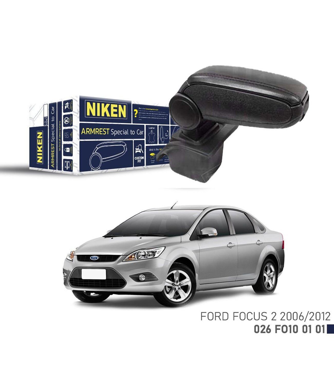Niken Ford Focus II 2006-2012 Arası Araca Özel Kol Dayama Siyah
