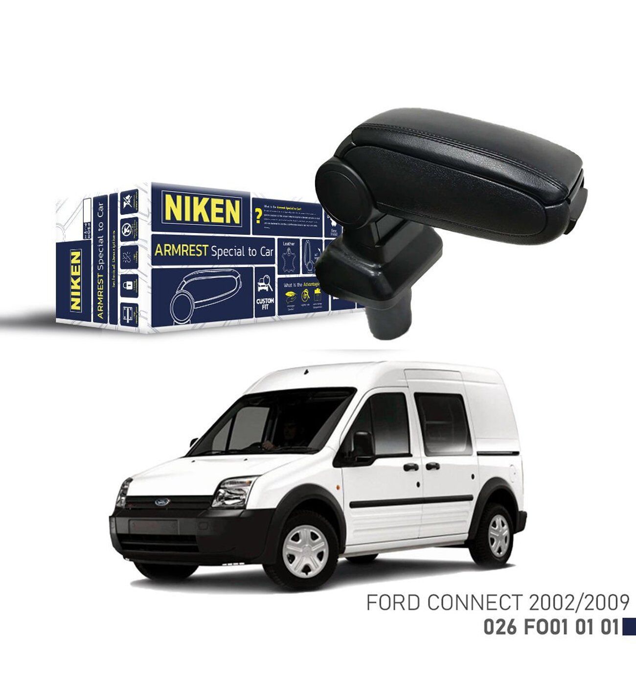 Niken Ford Connect 2002-2009 Arası Araca Özel Kol Dayama Siyah